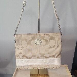 Coach Tan and Cream Shoulder Bag